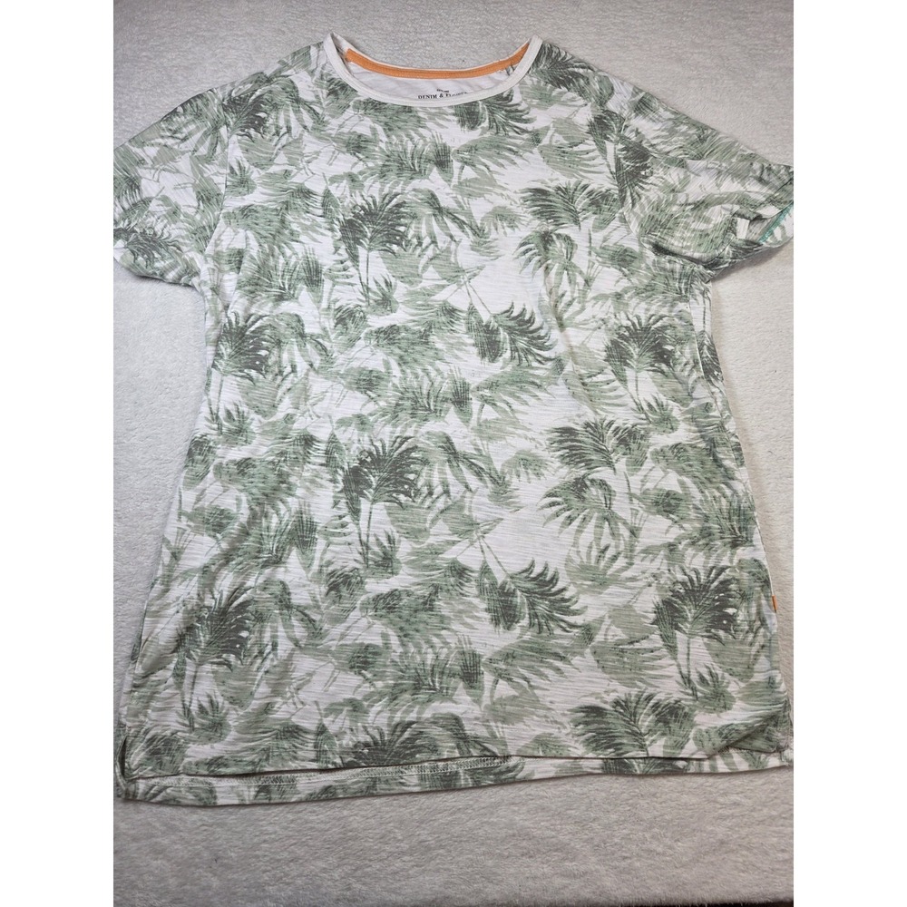Denim & Flower Ricky Singh Palm Leaf Tropical T Shirt Mens Medium Resort Beach